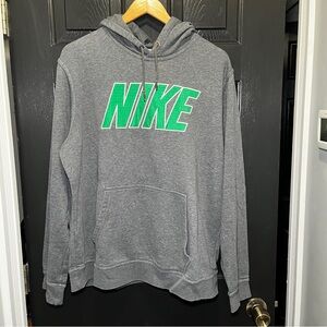 Nike Hoodie XL Gray Green Logo Pullover Fleece